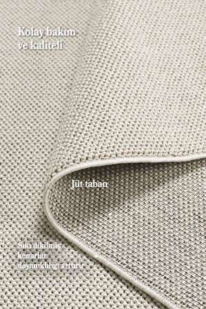 Modern Halı Sisal Bukleli Halı Krem Halı Salon Halısı Oturma Odası Halısı Koridor Halısı Yolluk