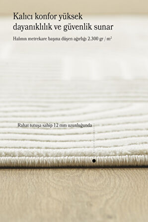 Modern Halı Salon Halısı Oturma Odası Halısı Yolluk Krem Halı Hav Toz Vermez Kolay Temizlenebilir 