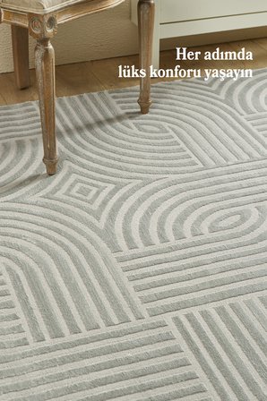 Modern Halı Salon Halısı Oturma Odası Halısı Yolluk Gri Halı Hav Toz Vermez Kolay Temizlenebilir 