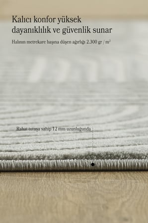 Modern Halı Salon Halısı Oturma Odası Halısı Yolluk Gri Halı Hav Toz Vermez Kolay Temizlenebilir 
