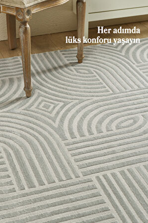 Modern Halı Salon Halısı Oturma Odası Halısı Yolluk Gri Halı Hav Toz Vermez Kolay Temizlenebilir 