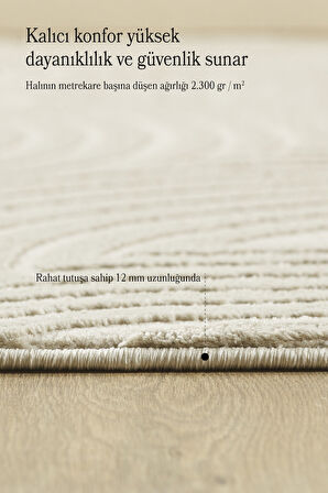 Modern Salon Halısı Oturma Odası Halısı Yolluk Bej Halı Hav Toz Vermez Kolay Temizlenebilir Halı