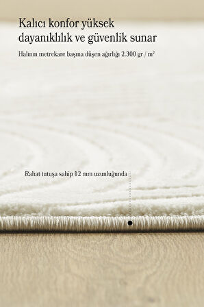 Modern Salon Halısı Oturma Odası Halısı Yolluk Krem Halı Hav Toz Vermez Kolay Temizlenebilir Halı