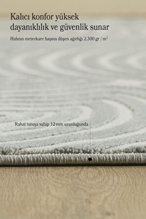 Modern Salon Halısı Oturma Odası Halısı Yolluk Gri Halı Hav Toz Vermez Kolay Temizlenebilir Halı