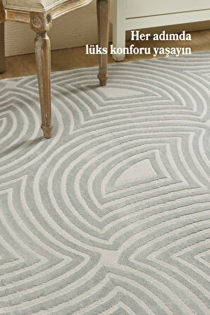 Modern Salon Halısı Oturma Odası Halısı Yolluk Gri Halı Hav Toz Vermez Kolay Temizlenebilir Halı