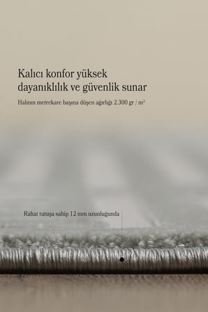 Modern Oturma Odası Halısı Salon Halısı Yolluk Gri Halı Hav Toz Vermez Kolay Temizlenebilir Halı