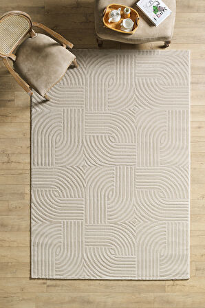 Modern Halı Salon Halısı Oturma Odası Halısı Yolluk Bej Halı Hav Toz Vermez Kolay Temizlenebilir 