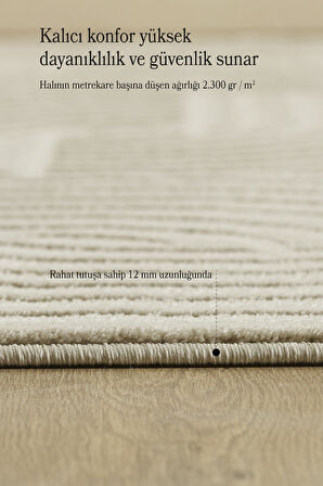 Modern Halı Salon Halısı Oturma Odası Halısı Yolluk Bej Halı Hav Toz Vermez Kolay Temizlenebilir 