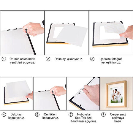 Nobbystar Yapışkanlı Sök-Tak Paspartulu Ahşap 14x14cm Pola Kare Fotoğraf Çerçevesi - 3'lü paket