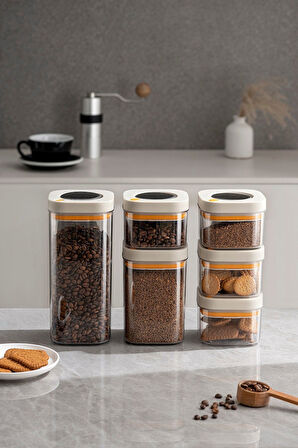 Pinmoo Kilitli Vakum Saklama Kabı 1800 Ml. Bej