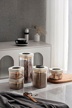 Pinmoo Kilitli Vakum Saklama Kabı 1800 Ml. Bej