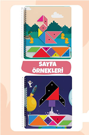 Çocuğumun Cırt Cırtlı Tak - Çıkar Tangram Aktivite Kitabı 1-3 Yaş, Okul Öncesi Eğitimi 70 Adet Cırt