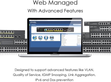 24-Port 10/100/1000 Gigabit PoE Switch | Smartmanaged | Rack Mount | 24 PoE + Port | 170 Watt | 2 SFP Port | VLAN, IGMP, QoS [GS1900-24HP]