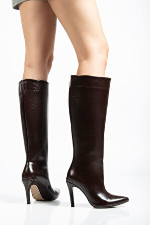 SYT-2004 Kahve Kırışık Rugan Günlük Kadın Çizme