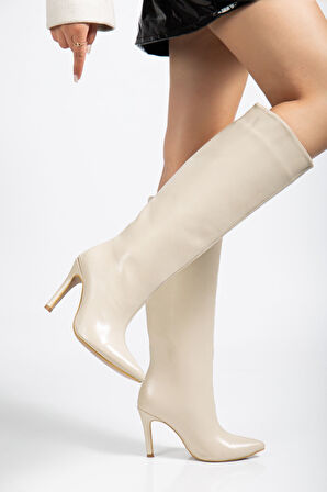 SYT-2004 Bej Mat Kırışık Rugan Günlük kadın Çizme