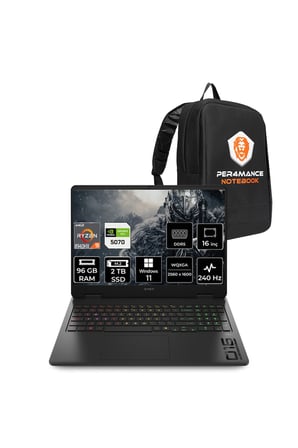 Omen 16 R9-8940HX 96GB 2TB SSD RTX5070/8GB 16" QHD+ 240Hz W11P Gaming Laptop & Per4 Çanta