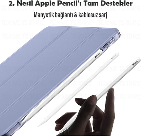 iPad Air 11 M2 (2024) / Air 10.9" 5. Nesil (2022) / Air 4. Nesil (2020) ile Uyumlu Kılıf, Kapaklı, Standlı, Uyku Modlu Smart, Lila