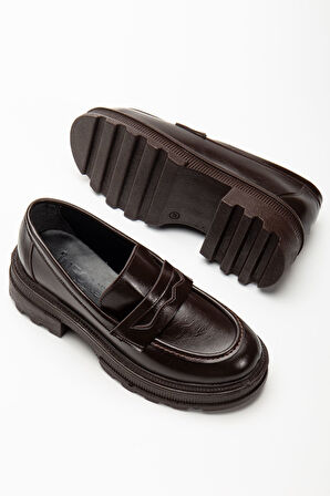 746-759 Kahve Yanki Yüksek Tabanlı Loafer Ayakkabı