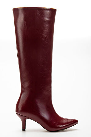 SYT-2025 Bordo Kırışık Rugan Günlük Kadın Çizme   