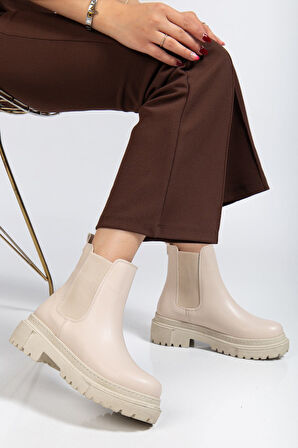 812-2137 Bej Lastikli Günlük Kadın Bot