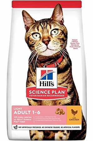 Hills light adult 1-6 tavuklu düşük kalorili yetişkin kedi maması 3kg