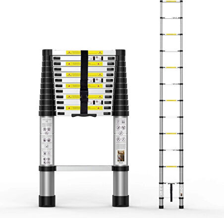 TENTTECH  3,2 mt Paslanmaz Teleskopik Merdiven -11 Basamaklı
