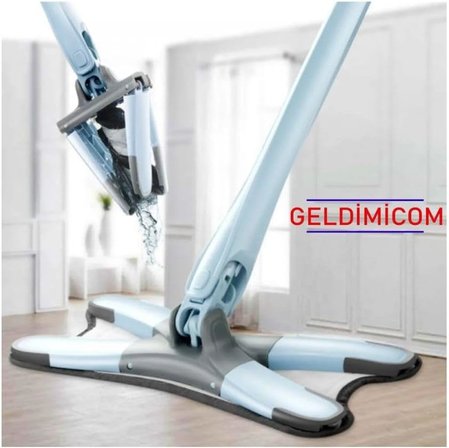 X Mop Kendinde Sıkmalı 1 Adet Yedek Bezli Xmop Pratik Paspas Yer Duvar Sil