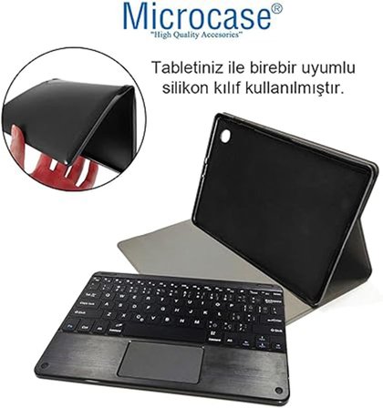 Samsung Galaxy Tab A9 Plus SM-X210 11 inch Tablet Bluetooth Touchpad Klavye + Bluetooth Mouse + Standlı Kılıf - Siyah BKK7