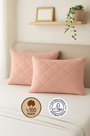 Formeya Pamukkale Alez Pudra %100 Pamuk Kapitone Yastık Koruyucu Alez 2 Adet