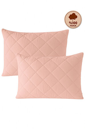 Formeya Pamukkale Alez Pudra %100 Pamuk Kapitone Yastık Koruyucu Alez 2 Adet