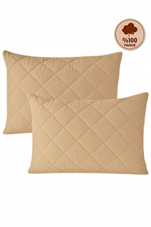 Formeya Pamukkale Alez Kahverengi %100 Pamuk Kapitone Yastık Koruyucu Alez 2 Adet
