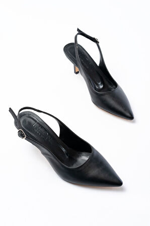 ST-1152 Siyah Günlük 7 cm Topuklu Kadın Ayakkabı