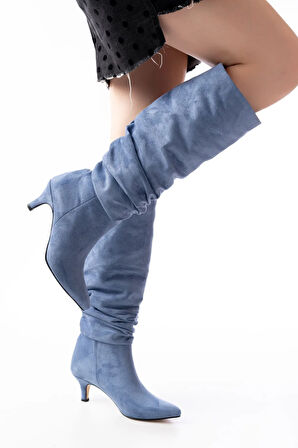 Kot Mavi Süet Ince Topuklu Günlük ÇizmeSr-2001Kadın çizme