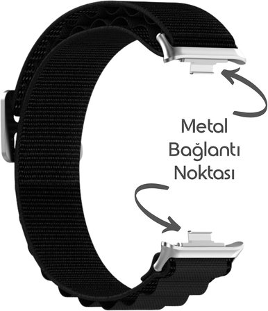 [Travel Loop] Xiaomi Redmi Watch 6/5/4/Mi Band 10 Pro/9 Pro/8 Pro ile Uyumlu Kordon Rahat ve Konforlu Mi Band 10 Pro Kordon Terletmeyen Kumaşlı Redmi Watch 6 Kordonu (Alpine-Siyah)