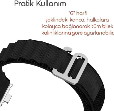 [Travel Loop] Xiaomi Redmi Watch 6/5/4/Mi Band 10 Pro/9 Pro/8 Pro ile Uyumlu Kordon Rahat ve Konforlu Mi Band 10 Pro Kordon Terletmeyen Kumaşlı Redmi Watch 6 Kordonu (Alpine-Siyah)