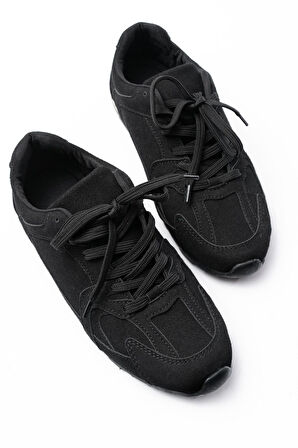 RS-01 Siyah Süet İnce Taban Günlük Spor Ayakkabı