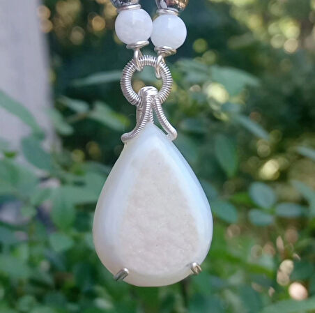 :2411 Druzeli Akik Ay taşı Hematit el yapımı kolye