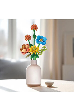 633 Parça Yapboz Renkli Çiçek Buketi Dekoratif Yapım Seti Zambak Çiçek- Papatya-Ortanca Hediyelik