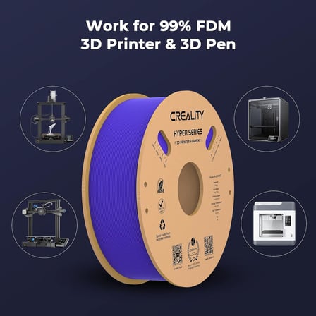 Creality Hyper PLA Filament 1,75 mm, Yüksek Hızlı 3D Baskı için Tasarlanmıştır, 1 KG Karton Makara, Boyutsal Hassasiyet +/- 0,03 mm, 3D Yazıcılar ile Uyumlu (Beyaz)