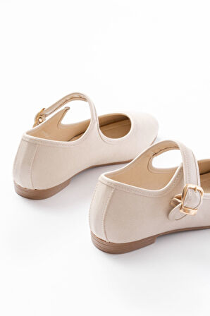 2606 Bej Baretli Günlük Kadın Ayakkabı 