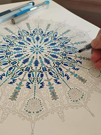 Mandala, el boyaması, çerçeveli tablo