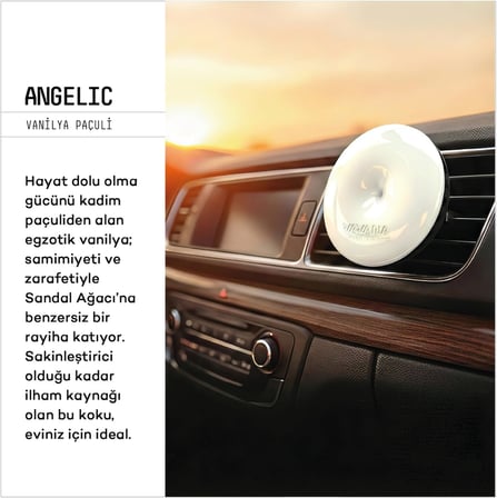 Spin Araba Klima Kokusu - Vanilya Paçuli Aromalı Oto Kokusu | BPA &amp; Sıvı İçermez | 90 Gün Etkili Araç Kokusu (ANGELIC)
