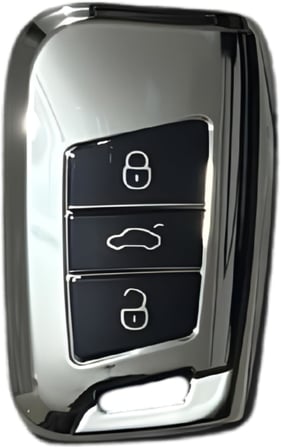 AutoHan Keys Volkswagen Passat B8 Akıllı Anahtar Koruma Kılıfı, Nano Gri-Gold, Premium Kumanda Kılıfı
