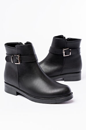 165-204 Siyah Toka Aksesuarlı Fermuarlı Günlük Kadın Bot 