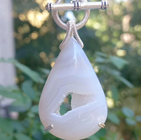 2412 Druze Akik Ay taşı Necef Hematit el yapımı kolye