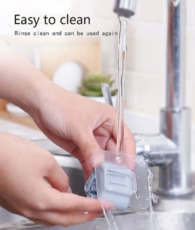 4 Adet Süpürge Mop Tutucu Duvar Kendinden Yapışkanlı Duvar Delme Gerektirmez (Gri)