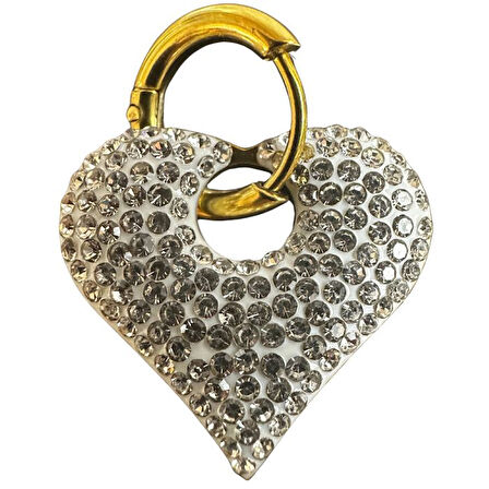 Uretti - İREM 3914 9721 Zirkon Taşlı Sallantılı Kalp Model Çelik Küpe