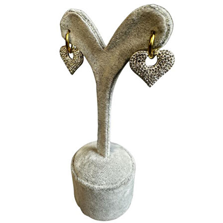 Uretti - İREM 3914 9721 Zirkon Taşlı Sallantılı Kalp Model Çelik Küpe