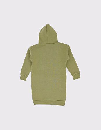 Kapüşonlu ve Cepli Kız Çocuk Sweat Elbise