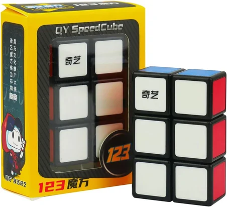 Qiyi 1x2x3 Cuboid Cube Siyah Disket Etiketsiz Küp 123 Siyah Başlıklar Versiyon Speed Cube